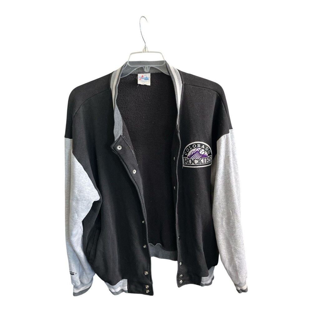 Vintage Majestic Colorado Rockies Mens Size XL Black Jacket Button Up USA Made